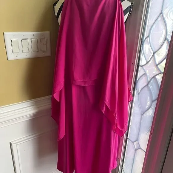 Glamour Hot pink polyester and spandex flowy sleeveless rhinestones accents SZ16 - Picture 5 of 12